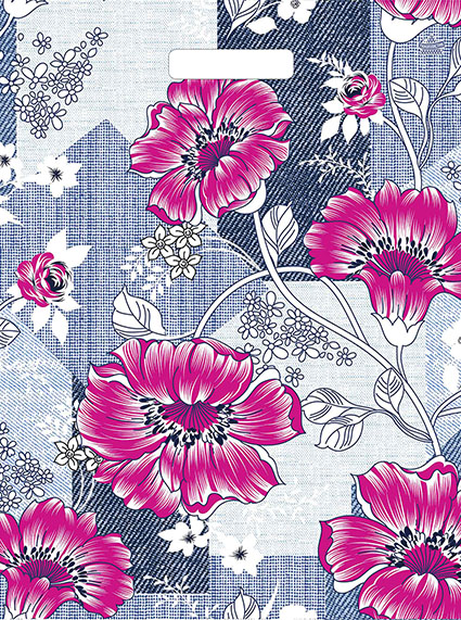 Цветы джинс_розовые цветы